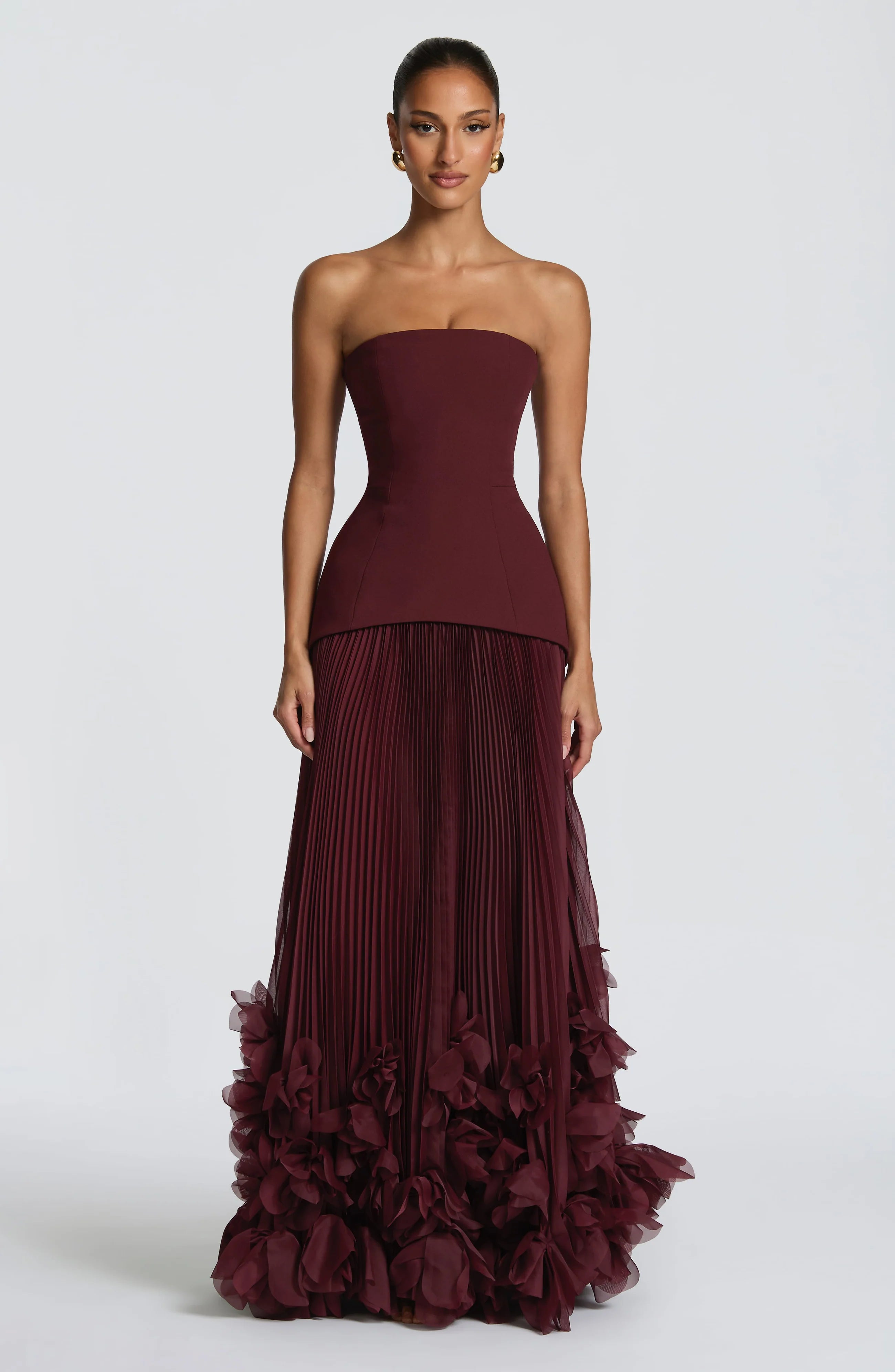 Floral Hem Evening Dress