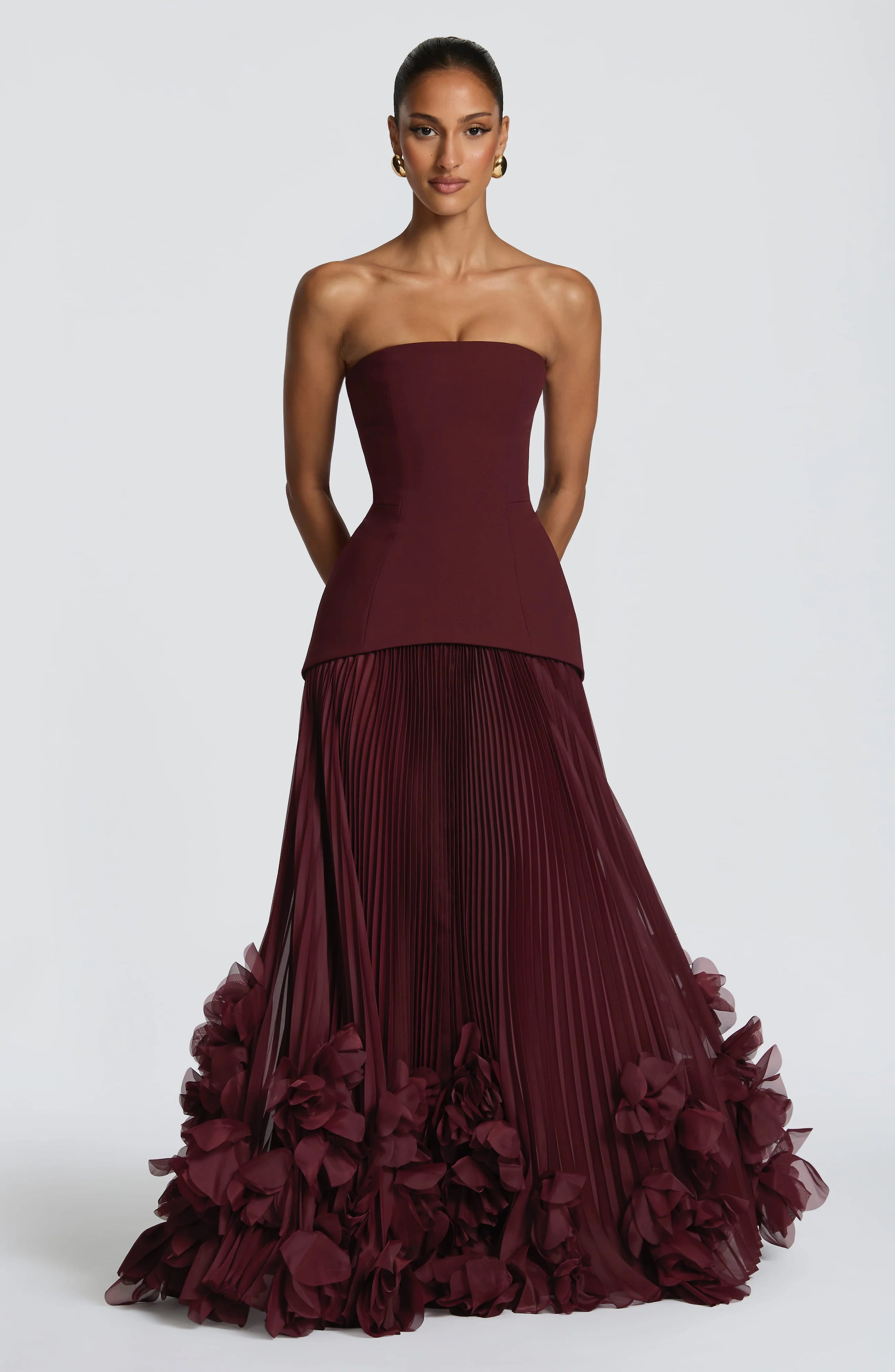 Floral Hem Evening Dress